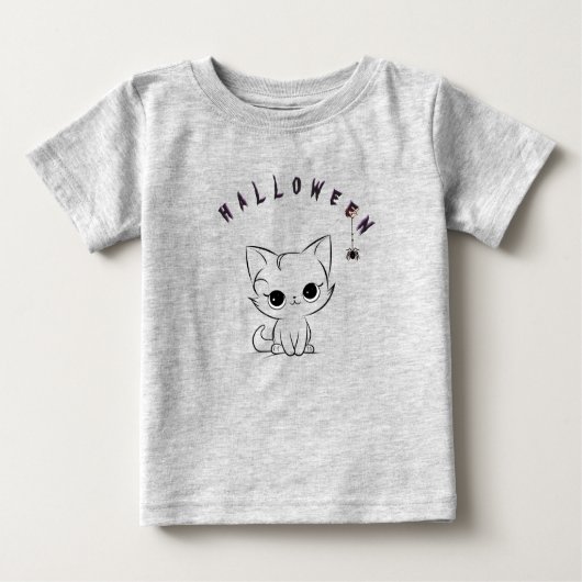 Kitten und Halloween Baby T-shirt (Vorderseite)