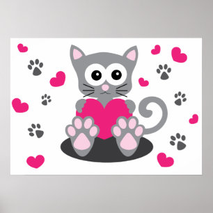 Kitten und Herz Poster