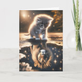 Kitten und Löwe zum Geburtstag Karte (Vorderseite)