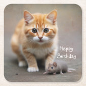 Kitten und Maus Rechteckiger Pappuntersetzer (Vorderseite)