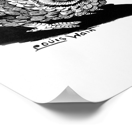 Kitten und Owl, Louis Wain Poster (Ecke)