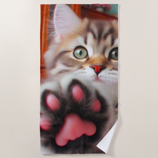 Kitten und Paw Strandtuch (Vorderseite)