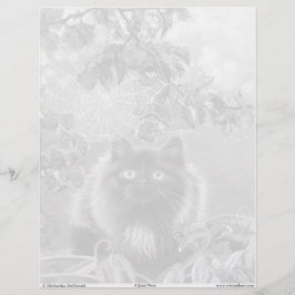 Kitten und Spiderweb Grayscale Farbseiten