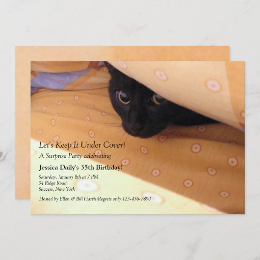 Kitten unter Cover Surprise Party Einladung (Vorne/Hinten)