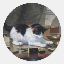 Kitten von Henriëtte Ronner Knip Runder Aufkleber