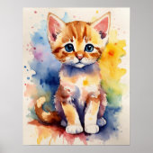 Kitten Watercolor Wall Poster (Vorne)
