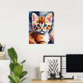 Kitten Watercolor Wall Poster (Heimbüro)