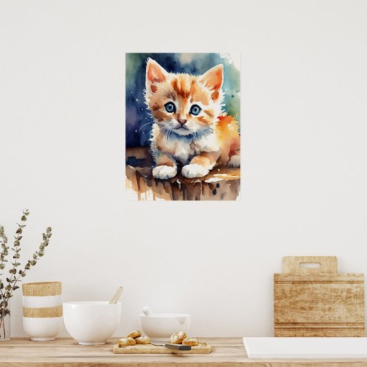 Kitten Watercolor Wall Poster (Küche)