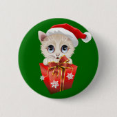 Kitten Weihnachten Weihnachten mit Geschenk Button (Vorderseite)