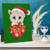 Kitten Weihnachten Weihnachten mit Geschenk Fotoplatte (Seite)