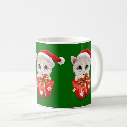 Kitten Weihnachten Weihnachten mit Geschenk Kaffeetasse (VorderseiteRechts)