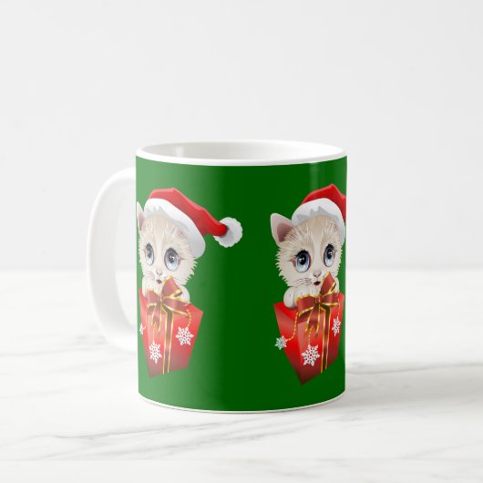 Kitten Weihnachten Weihnachten mit Geschenk Kaffeetasse (Vorderseite Links)