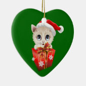 Kitten Weihnachten Weihnachten mit Geschenk Keramik Ornament (Rechts)