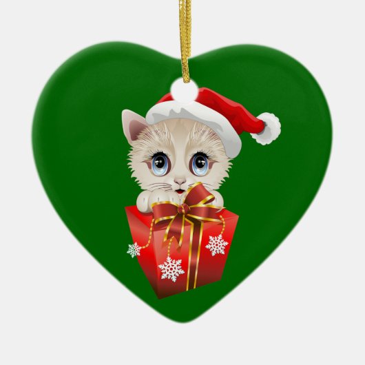 Kitten Weihnachten Weihnachten mit Geschenk Keramik Ornament (Vorne)