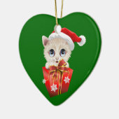Kitten Weihnachten Weihnachten mit Geschenk Keramik Ornament (Links)