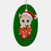 Kitten Weihnachten Weihnachten mit Geschenk Keramik Ornament (Rechts)