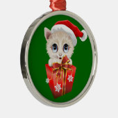 Kitten Weihnachten Weihnachten mit Geschenk Ornament Aus Metall (Rechts)