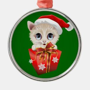 Kitten Weihnachten Weihnachten mit Geschenk Ornament Aus Metall