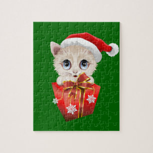 Kitten Weihnachten Weihnachten mit Geschenk Puzzle