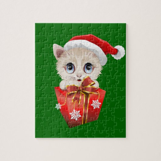 Kitten Weihnachten Weihnachten mit Geschenk Puzzle (Vertikal)