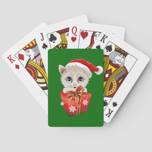 Kitten Weihnachten Weihnachten mit Geschenk Spielkarten (Rückseite)