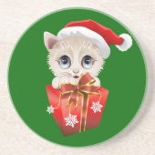 Kitten Weihnachten Weihnachten mit Geschenk Untersetzer (Vorne)