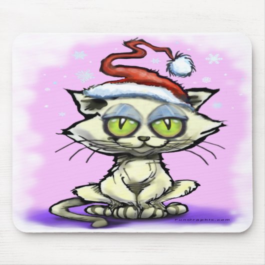 Kitten Weihnachtsmannmütze Mousepad (Vorne)