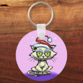 Kitten Weihnachtsmannmütze Schlüsselanhänger (Vorderseite)
