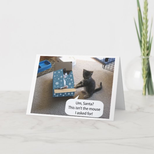 Kitten Weihnachtsüberraschung (innen leer) Karte (Vorderseite)