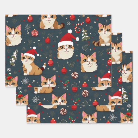 Kitten Weihnachtswrapping Paper Sheets Geschenkpapier Set (Set)