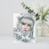 Kitten Winter Postkarte (Stehend Vorderseite)