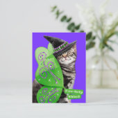 Kitten Witch Fairy Einladungspostkarte (Stehend Vorderseite)