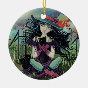 Kitten Witch Fantasy Art By Molly Harrison Keramikornament