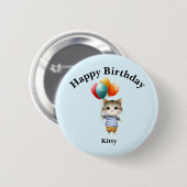 Kitten with Birthday Balloons | Cute Party Celebra Button (Vorne & Hinten)