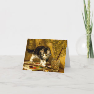 Kitten with Paint and Brushes Einladung