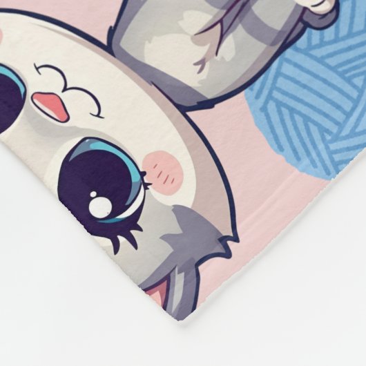 Kitten & Yarn Fleece Blanket (Ecke)