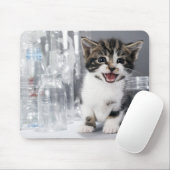 Kitten zwischen gerecycelt Flaschen und Gläsern Mousepad (Mit Mouse)