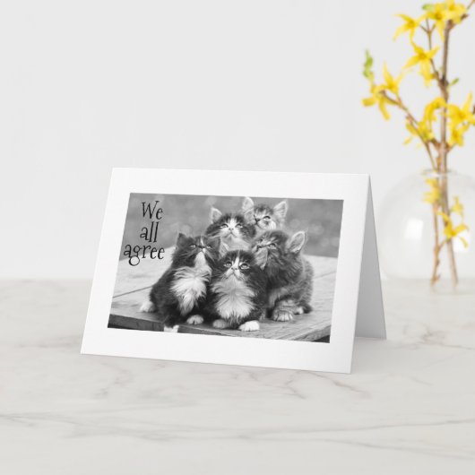 KITTENEN SIND SICH EINIG, DASS UNS EIN GLÜCKLICHER KARTE (Gelbe Blume)