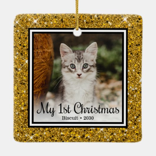 Kittens 1. Weihnachten Keramikornament (Rückseite)