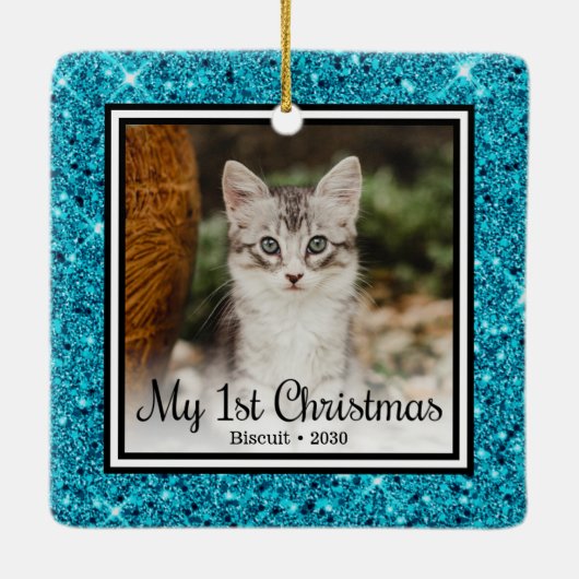 Kittens 1. Weihnachten Keramikornament (Rückseite)