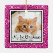 Kitten's 1. Weihnachts 2 Foto Keramikornament (Rückseite)