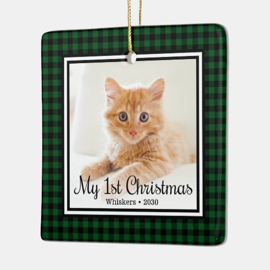 Kitten's 1. Weihnachts 2 Foto Keramikornament (Links)