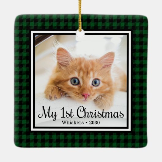 Kitten's 1. Weihnachts 2 Foto Keramikornament (Rückseite)