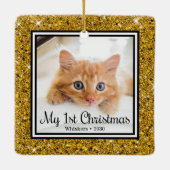 Kitten's 1. Weihnachts 2 Foto Keramikornament (Rückseite)