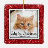 Kitten's 1. Weihnachts 2 Foto Keramikornament (Rückseite)