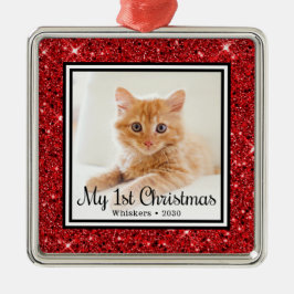 Kittens 1. Weihnachtsfest-Foto Ornament Aus Metall