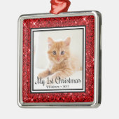 Kittens 1. Weihnachtsfest-Foto Ornament Aus Metall (Links)