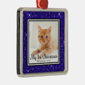 Kittens 1. Weihnachtsfest-Foto Ornament Aus Metall (Rechts)