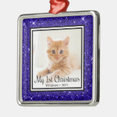 Kittens 1. Weihnachtsfest-Foto Ornament Aus Metall (Links)