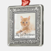 Kittens 1. Weihnachtsfest-Foto Ornament Aus Metall (Links)
